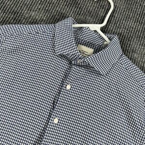 Ben Sherman Shirt Mens 15.5 34/35 Blue White Check Long Sleeve Button Up
